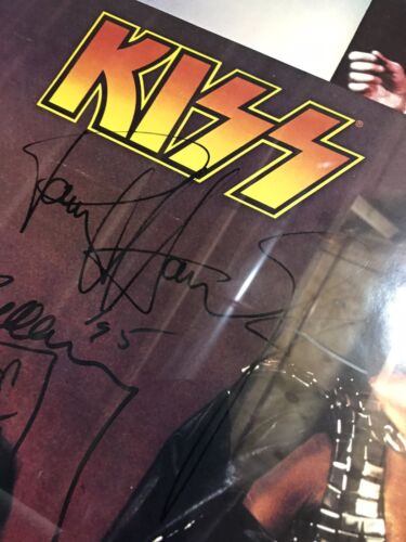 Kiss 4x signiert 22x35 Poster Original Gruppe Simmons Stanley Frehley Criss - Bild 4 von 4
