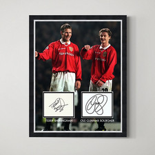 Sheringham & Solskjaer - Manchester United Genuine Signed Autograph Framed