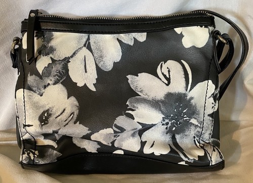 NICOLE MILLER Black Floral SHOULDER BAG Purse With Black Wallet Set - Picture 2 of 9