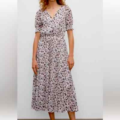 Club Monaco Smocked Cuff Pleated Floral Dress size 14 | eBay