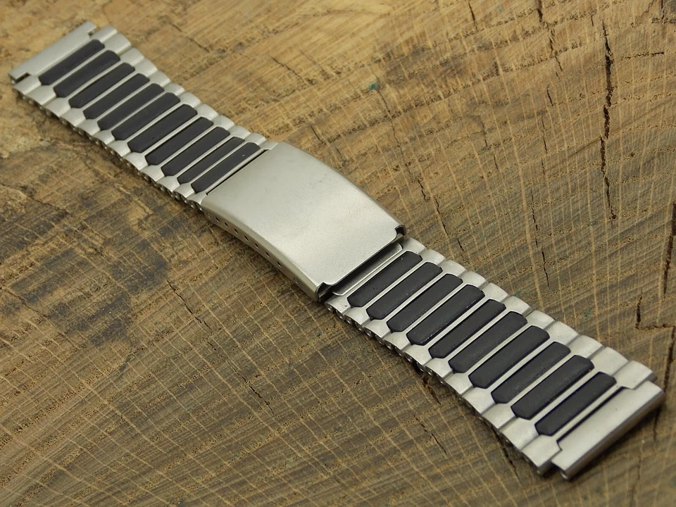 Flex-On Vintage NOS Unused Watch Band Deployment Clasp Stainless & Rubber 19mm - Image 2 of 4