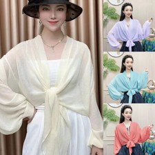 Womens See-Through Chiffon Wraps Shawl Cape Beach Sunscreen Cover Ups Beachwear