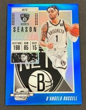 2019 CONTENDERS OPTIC SEASON TICKET DANGELO RUSSELL #61 BLUE PRIZM #RD 7/99 2621