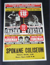 RARE 1970 JOE FRAZIER vs BOB FOSTER Championship boxing poster GEORGE FOREMAN