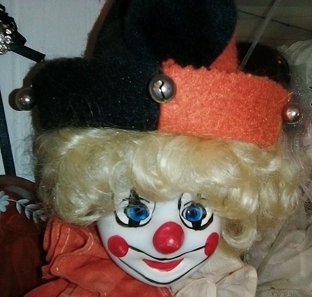 Adorable Vintage Porcelain Bisque Girl Clown Doll eBay