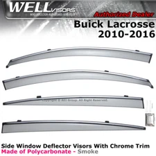 WELLvisors For Buick LaCrosse 10-16 Side Clip on Window Visors Chrome
