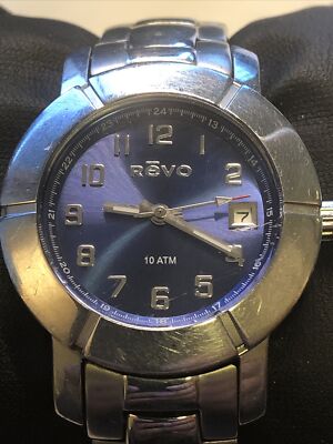 Revo Watch Silver Tone All Stainless Steel Water Resist 100m Date Indicator