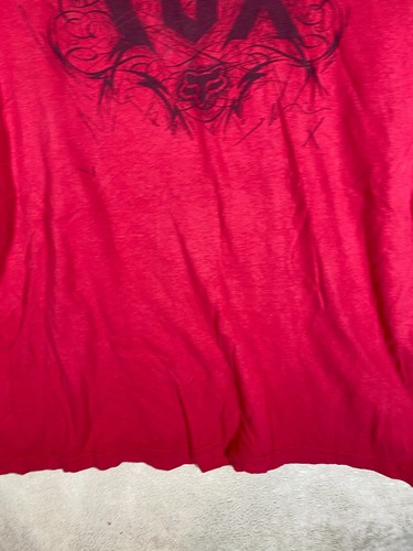FOX Casual T-Shirts Top Size L Mens Red Logo Short Sleeve - Picture 5 of 10