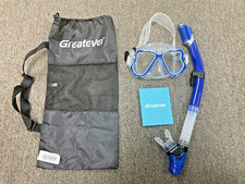 Preowned Greatever Scuba Diving Dry Snorkel Set for Adult, Blue
