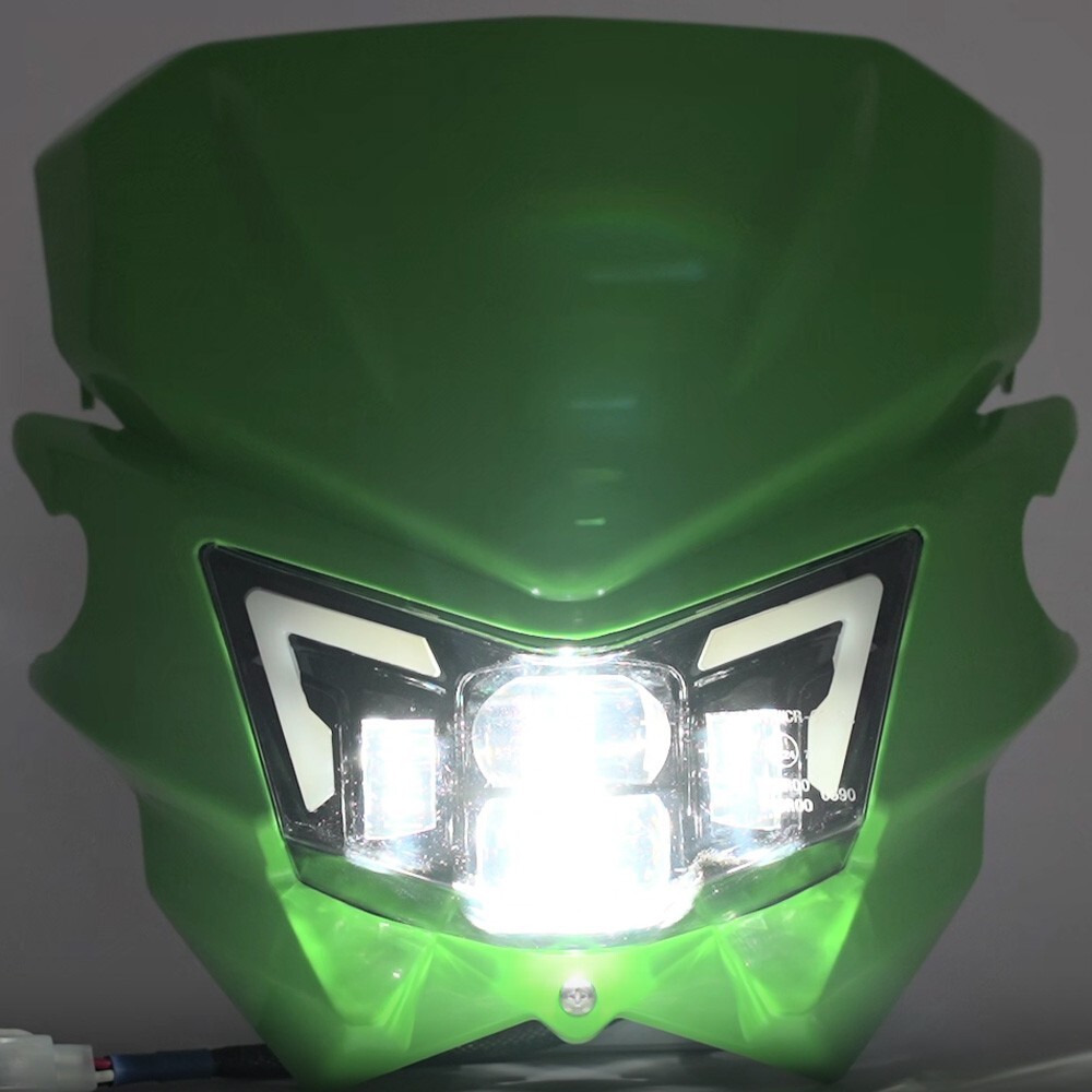 KDX 200/220/250 KLX 250/300/650 LED Headlight Assembly with Green