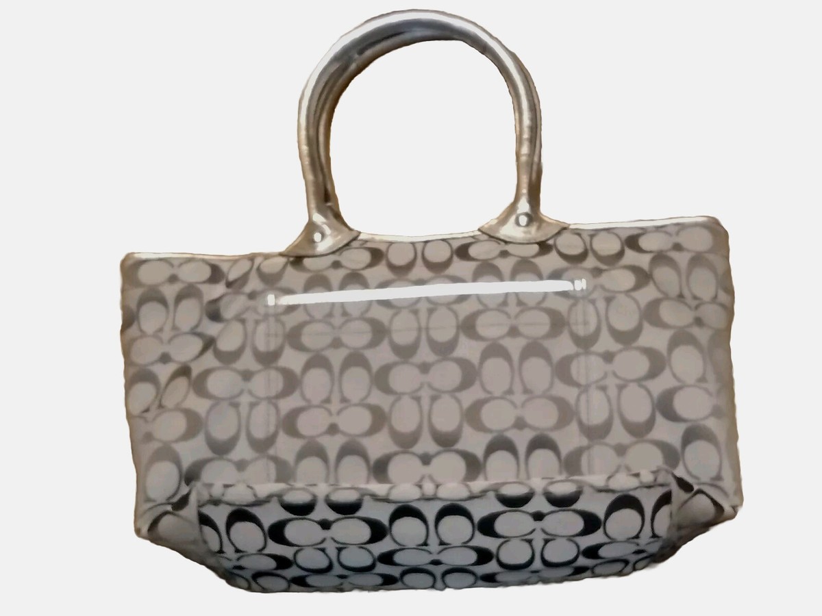 COACH Signature Shoulder Purse Tote Bag Floral Applique