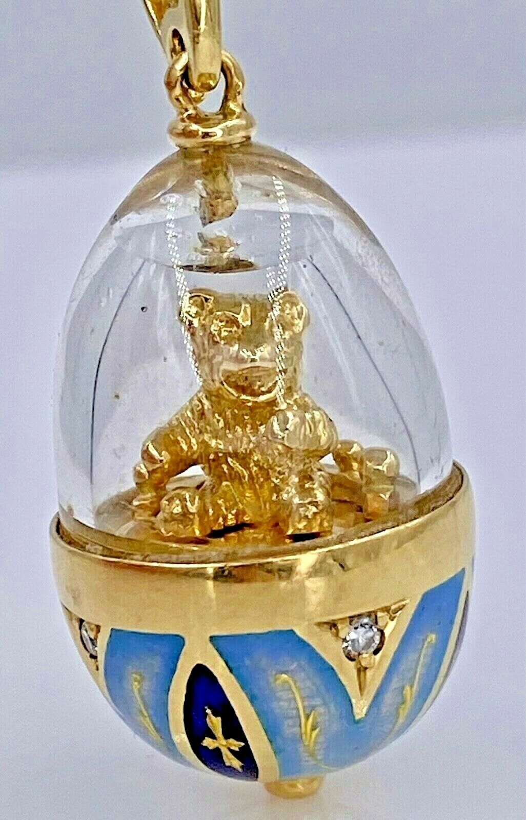 18K/750 Gelbgold Faberge Ei Anhänger "Bär Form" mit 0.08ct Diamanten -Limitiert 