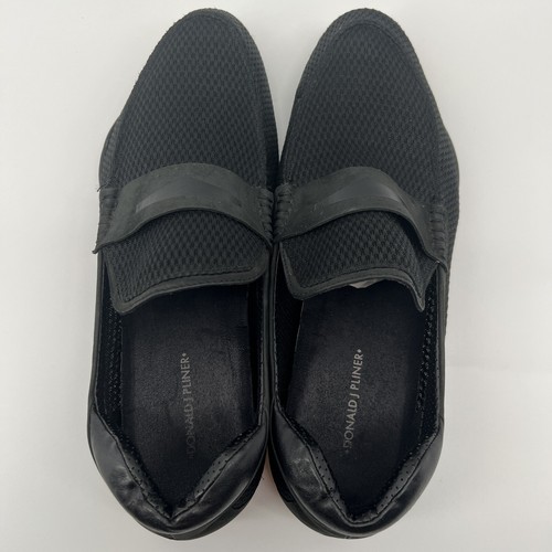 Mocasines sin cordones Donald J Pliner Dulse 13M de malla negra y cuero nobuck para hombre - Imagen 9 de 16