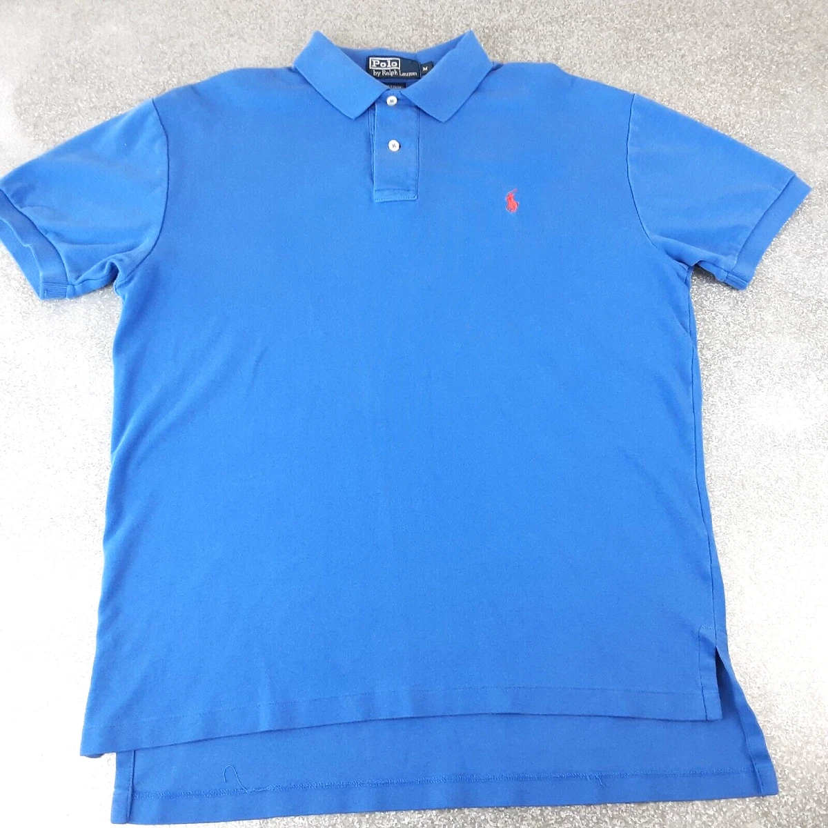 royal blue and red polo shirt