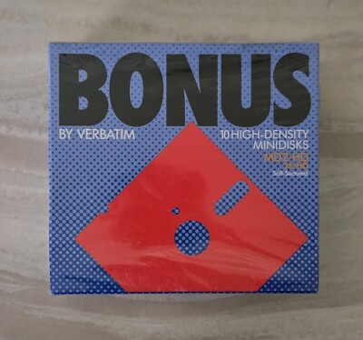 Bonus By Verbatim 10 High-Density Minidisks MD2-HD 2s/HD Soft-sectored