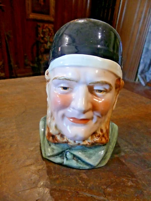 POT A TABAC céramique barbotine " HOMME SOURIANT " - Photo 1/3