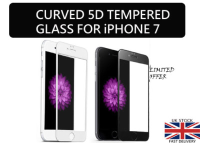 Curved 5D Hartglas Displayschutzfolie für neues Apple iPhone 7: Schwarz Weiß