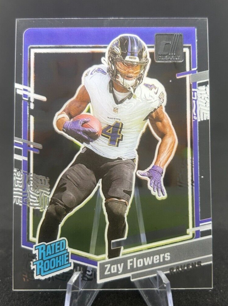 Zay Flowers 2023 NFL Panini Clearly Donruss Base Rated Rookie RC #92 Ravens