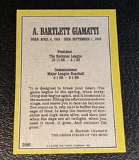 1990 Topps Blank Front Error A Bartlett Giamatti #396 Bart Rare Misprint RC Err