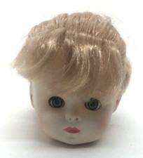 VTG PLASTIC DOLL HEAD BLONDE HAIR BANGS SLEEPY BLUE EYES MARKED K5