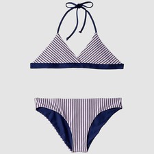 230 Splendid Girl's Pink Reversible Striped 2-Piece Bikini Set Swimsuit Size 10
