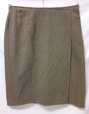 MONDI Retro Women's Business Skirt Herringbone Wool Pencil Wrap Look Size 42