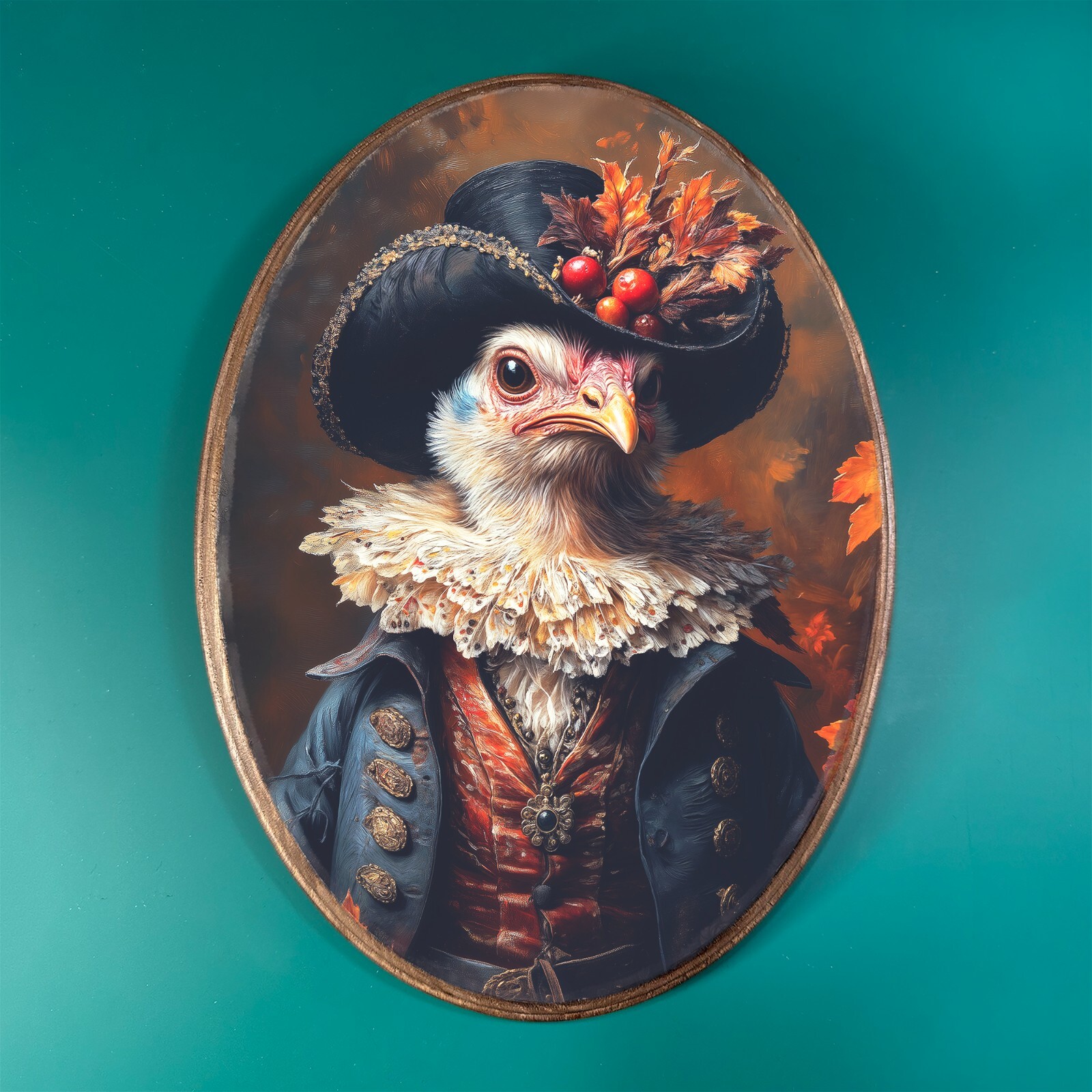 VICTORIAN TURKEY WOODEN DECOR, Bird Wood Plaque, Animal Thanksgiving Wall Art