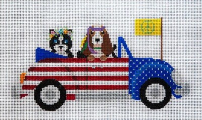 Needlepoint HandPainted JP Needlepoint Pets Patriotic Peace Tour 6x10