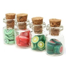 4PC Dollhouse Miniature 1:12 Glass Bottle Dried Fruit Food Kitchen Accessories