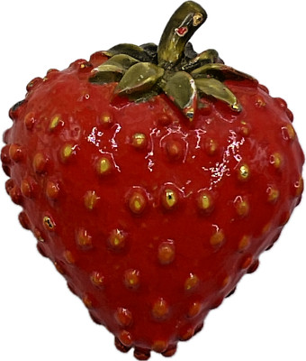 CINER Vintage Strawberry Fruit Red Enamel Brooch Pin Signed Costume Jewelry