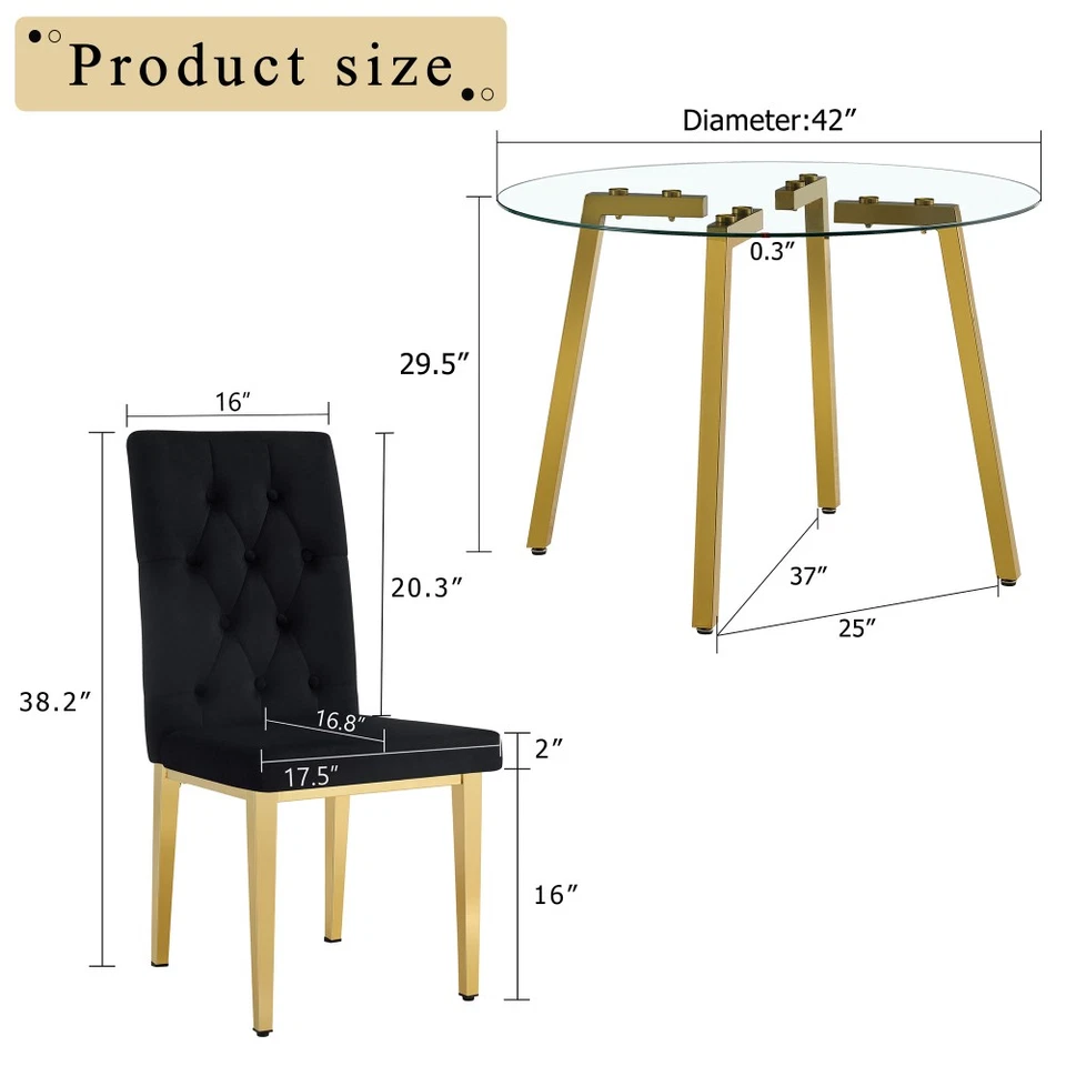 Table Chair set Modern Style Round Clear Table W Metal Legs Paried W 2 chairs - Image 2 of 4