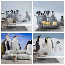 3D Penguin Snow Scenery Self-adhesive Wallpaper Removable Wallpaper Wall Mural