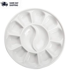 7-Inch Round Porcelain Watercolor Palette with 12 Wells for Studio and Field