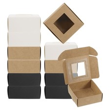 2.5"x2.5"x1" Paper Soap Box with Window, 30 Pack Black/White/Kraft