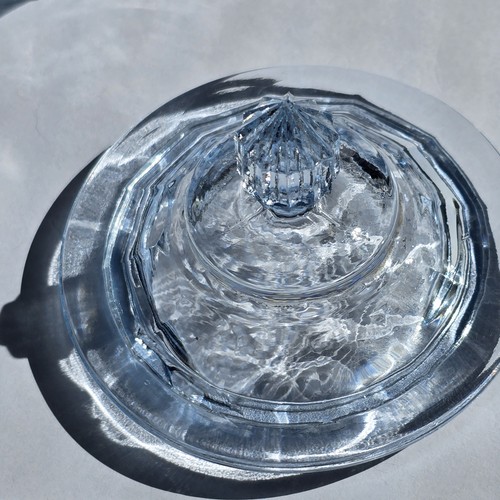 Vintage Art Deco Blue Depression Glass TRINKET BOX Jar, Candy Dish, Vanity 10 CM - Bild 5 von 8