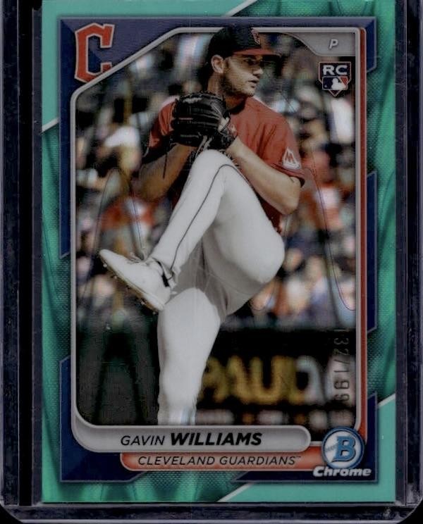 2024 Bowman Chrome #77 Gavin Williams Aqua Raywave Refractors RC /199
