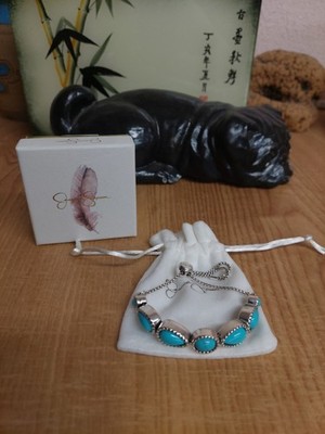 Womens Turquoise Stone Slider Bracelet - Oxidized Silver-Tone Lariat Bracelet...