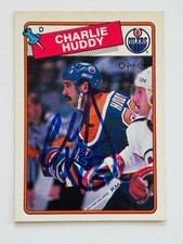 Charlie Huddy Edmonton Oilers Autographed 1988-89 OPC Hockey NHL Card #218 COA