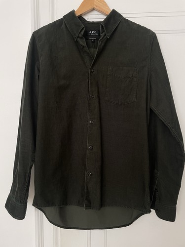 A.P.C. Forrest Green Cotton Corduroy Long Sleeve Shirt (Size M)