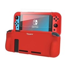 Teyomi Protective Silicone Case for Nintendo Switch, Grip Cover with Red