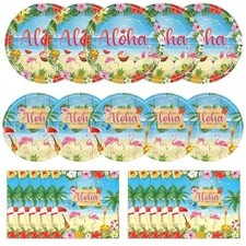 Aloha Hawaiian Luau Party Plates Napkins Set 40 Pack Beach Flamingo Decor NEW
