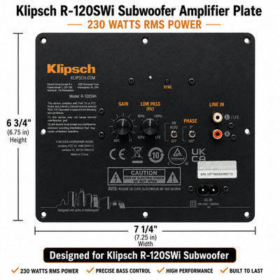 Klipsch 12'' Amplifier Replacement AMP for R-120SWi   Tested Working