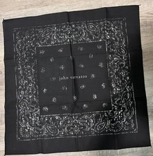 John Varvatos Black Paisley Pattern 100 Cotton Bandana Scarf 20" x 20" - NEW