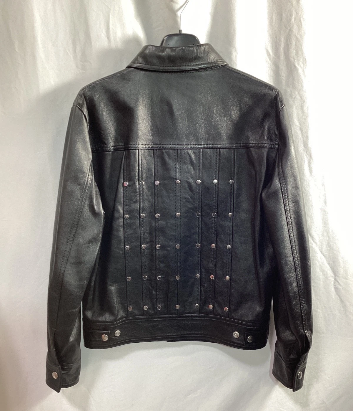 Giacca Celine X Hedi Slimane con borchie in pelle di agnello uomo nera taglia 46