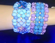 2 Kandi Cuff Pony Bead Bracelets X Base Pattern For Kids, Youth, Adults Or Gift