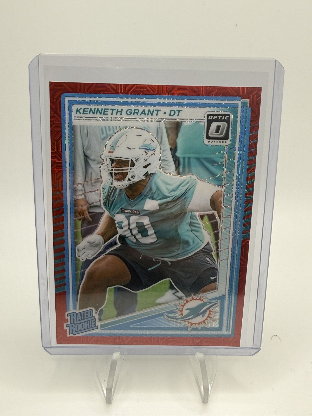 2025 Donruss Optic- Kenneth Grant #216 Red Mojo Prizm Miami Dolphins (RC)
