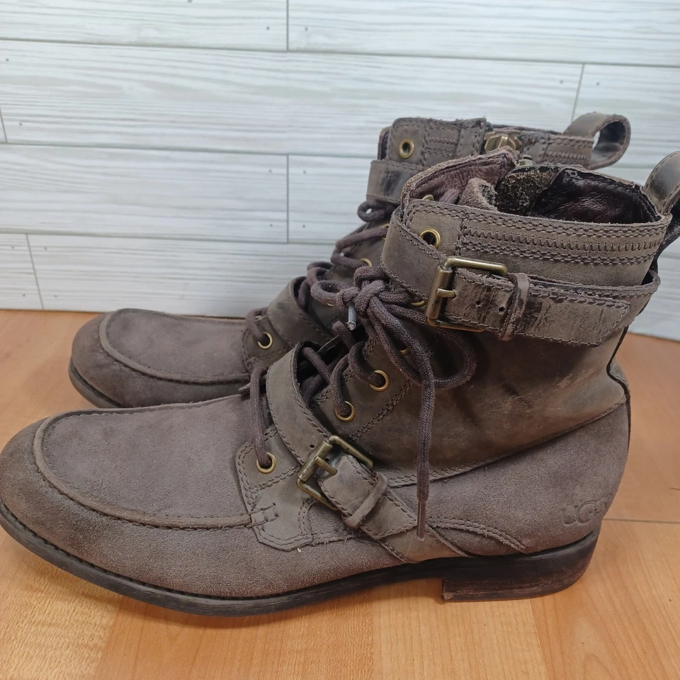 Ugg Boots Mens 11 Olmsted Moc Toe Side Zip Bucklet Combat High Top 1005086 - Image 2 of 4