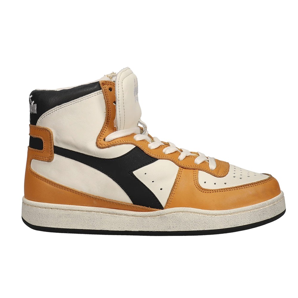 diadora Mi Basket Used High Top  Mens Orange, White Sneakers Casual Shoes 158569