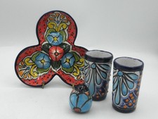 Tequilero Talavera Shot Glass Salero Condimentos Bandeja México Pintado a Mano