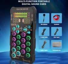 Live Streaming Sound Card USB Audio Mixer Voice Changer for PC Phone Podcast